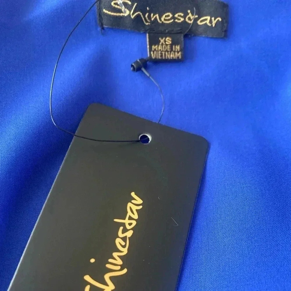 🆕Shinestar Satin Split Hem Cami Dress Royal Blue XS🆕 - Picture 8 of 9